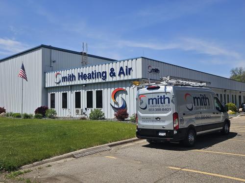 van and building